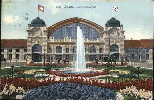 Basel Bundesbahnhof Springbrunnen  Kat. Basel