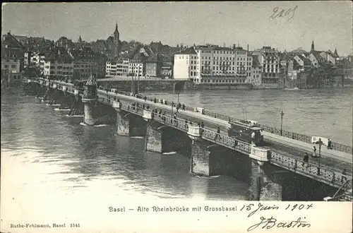 Basel Rheinbruecke Strassenbahn  Kat. Basel