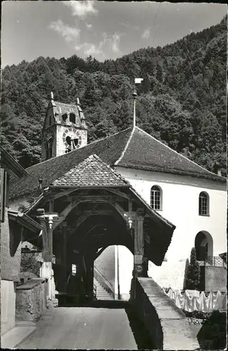 Gsteig Holzbruecke Kirche  Kat. Gsteig