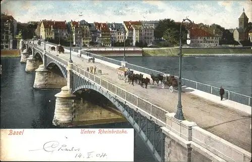 Basel Untere Rheinbruecke Kutsche  Kat. Basel