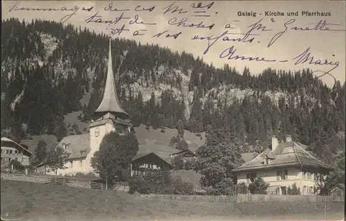 Gsteig Kirche Pfarrhaus  Kat. Gsteig