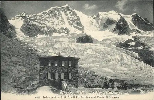 Tschierva Huette Piz Bernina Monte di Scerscen Kat. Tschierva