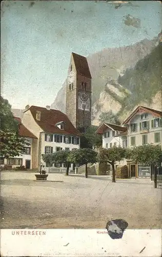 Unterseen Kirche Brunnen Kat. Unterseen