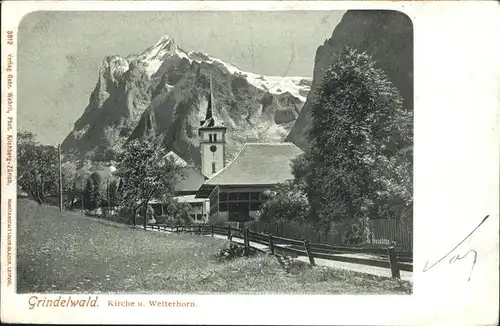 hw04261 Grindelwald Kirche, Wetterhorn Kategorie. Grindelwald Alte Ansichtskarten