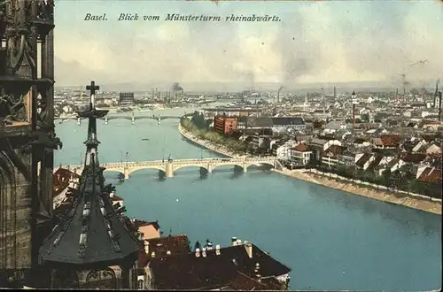 Basel BS Blick v. Muensterturm rheinabwaerts