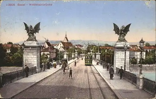 Basel BS Wettsteinbruecke Strassenbahn