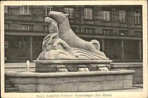 Basel BS Badischer Bahnhof Brunnenfigur der Rhein