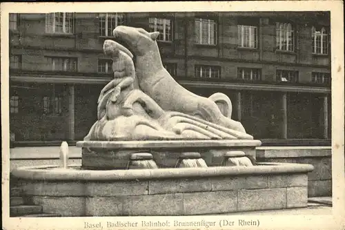 Basel BS Badischer Bahnhof Brunnenfigur Der Rhein