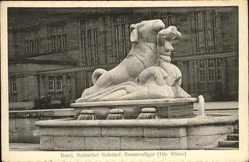 Basel BS Badischer Bahnhof Brunnenfigur die Wiese