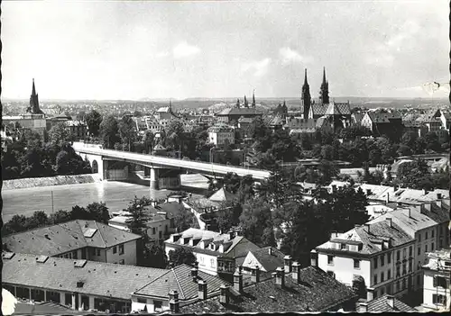 Basel BS Blick auf Wettsteinbruecke und Muenster