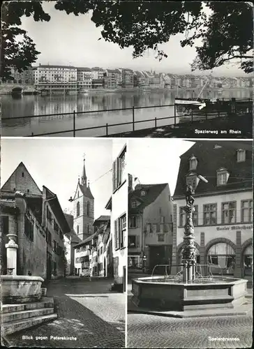 Basel BS Spazierweg am Rhein Peterskirche Spalenbrunnen