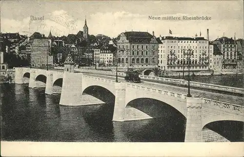 Basel BS Mittlere Rheinbruecke Strassenbahn Kat. Basel