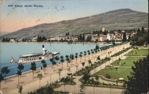 Vevey VD Jardin Roussy Schiff  Kat. Vevey