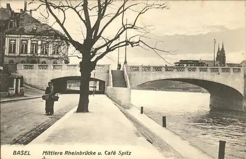 Basel BS Mittlere Rheinbruecke Cafe Spitz  Kat. Basel