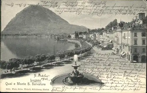 Lugano Quai Monte San Salvatore Springbrunnen Kat. Lugano