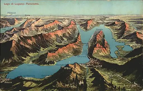 Lugano Fliegeraufnahme  Kat. Lugano