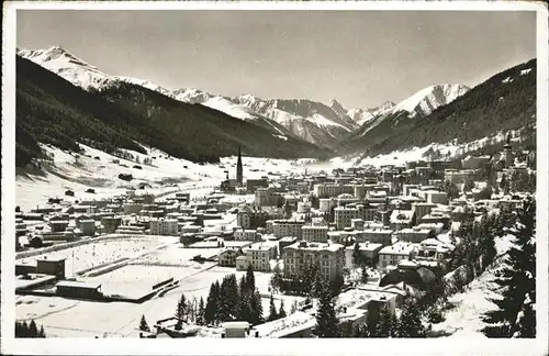 hw13684 Davos GR Eisbahn Tinzerhorn Kategorie. Davos Alte Ansichtskarten