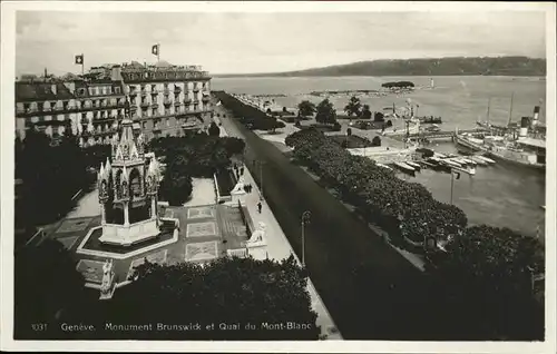 Geneve GE Monument Brunswick Quai Mont Blanc Schiff Kat. Geneve