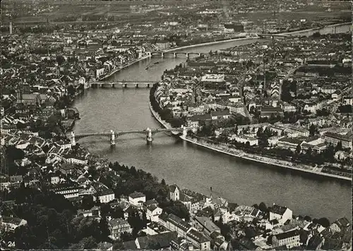 Basel BS Fliegeraufnahme vier Rheinbruecken Kat. Basel