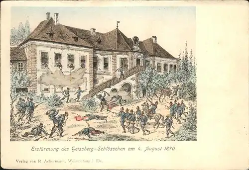 Geissberg Baden Erstuermung Geissberg Schloesschen 04. Aug. 1870 Kat. Geissberg