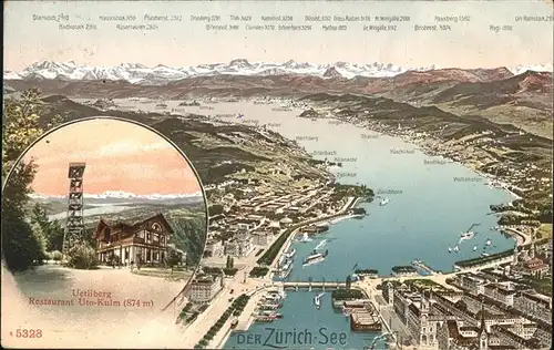 Zuerichsee uebersichtskarte / Zuerich /Bz. Zuerich City