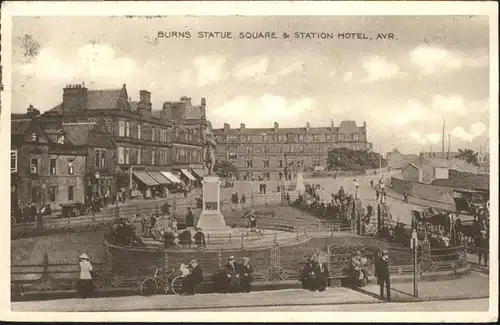 Ayr Burns Statue Square Station Hotel Kutsche 