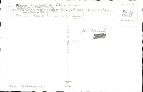 wb20636 Hirschegg Kleinwalsertal Vorarlberg Vorarlberg Kategorie. Mittelberg Alte Ansichtskarten