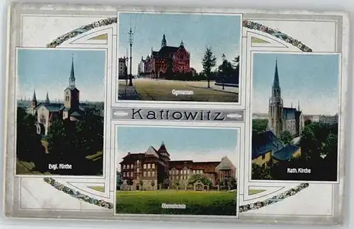 Kattowitz Kattowitz Gymnasium Oberrealschule Kirchen * / Katowice /