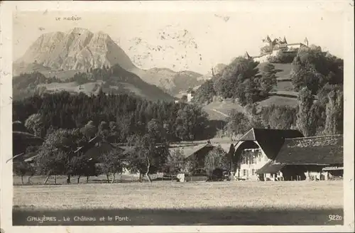 Gruyeres FR Chateau et le Pont / Gruyeres /Bz. La Gruyere