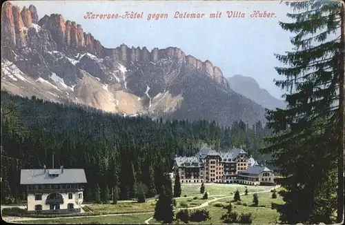 Latemar Karersee Hotel und Villa Huber / Dolomiten Suedtirol /