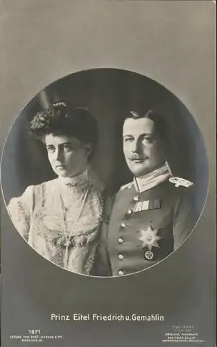 Adel Preussen Prinz Eitel Friedrich Prinzessin Herzogin Sophie Charlotte / Koenigshaeuser /