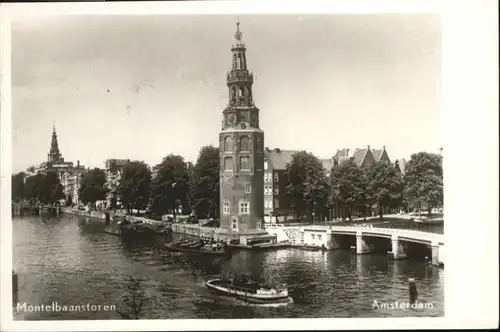 Amsterdam Niederlande Montelbaanstoren Bruecke Schiff  / Amsterdam /