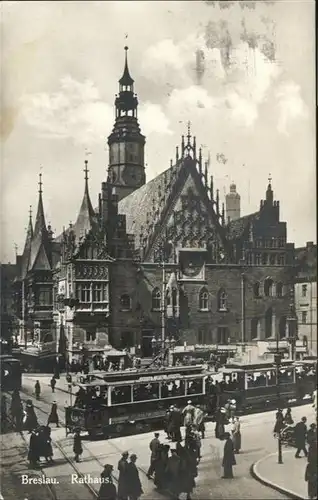 Breslau Niederschlesien Rathaus Strassenbahn  / Wroclaw /