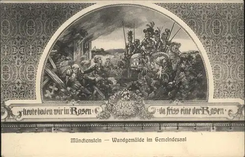 Muenchenstein Wandgemaelde im Gemeindesaal 1444 Rosen / Muenchenstein /Bz. Arlesheim