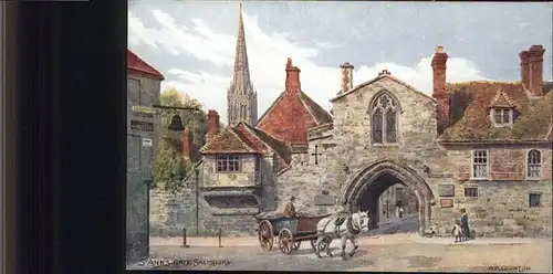 Salisbury S&#180;Ann&#180;s Gate Pferd Kutsche A. R. Quinton Kuenstler / Salisbury /Wiltshire CC