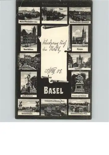 Basel BS Spalentor Muenster Rheinbruecke Rathaus Jacobs Denkmal   / Basel /Bz. Basel Stadt City