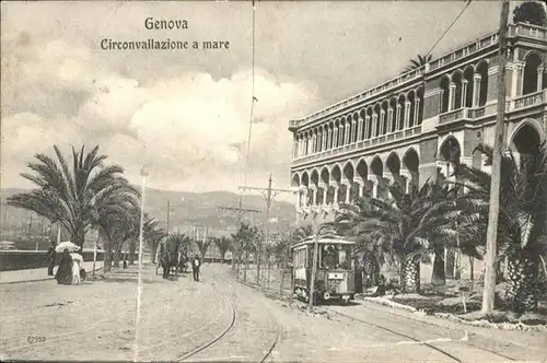 Genova Genua Liguria Circonvallazione Mare Strassenbahn Kutsche  / Genova /