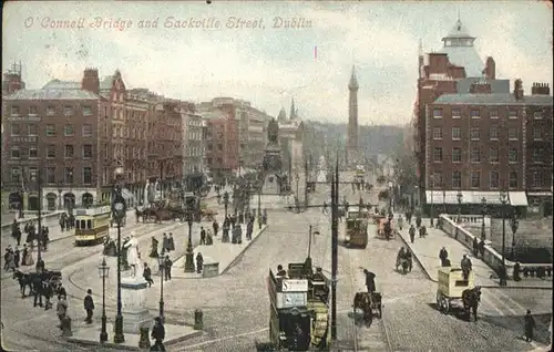 Dublin Ireland Connell Bridge Sackville Street Strassenbahn Kutsche  / United Kingdom /