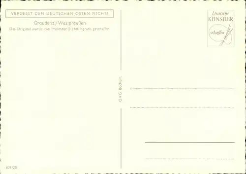 Graudenz Westpreussen Westpreussen
nach Radierung von Prof. B. Hellingrath / Grudziadz /