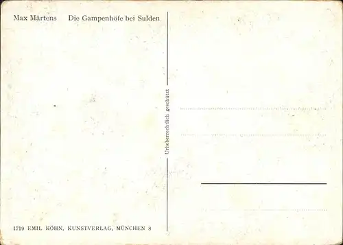 Sulden Ortler Gampenhoefe
Kuenstlerkarte von
Max Maertens / Stilfs /Trentino-Suedtirol