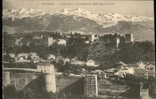 Granada Andalucia La Alhambra y Sierra-Nevada desde San Cristobal / Granada /