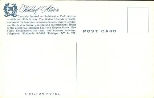 New York City Waldorf 
Astoria / New York /