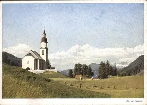 Obernberg Brenner Heuernte, Kirche / Obernberg am Brenner /Innsbruck