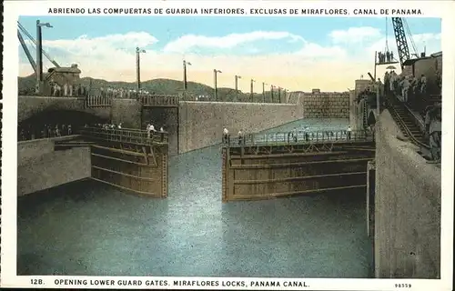 Panama City Panama Panama Canal Opening Lower Guard Gates / Panama City /