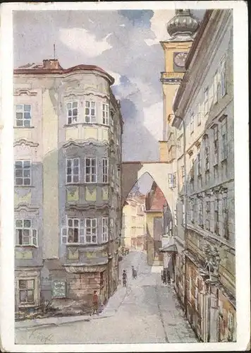 Linz Donau Domgasse Barocker Winkel Kuenstlerkarte / Linz /Linz-Wels
