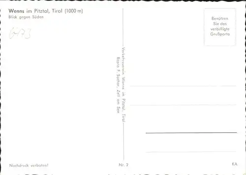 Wenns Pitztal Tirol  / Wenns /Tiroler Oberland