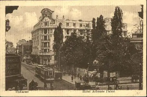 Bukarest Hotel Athenee Palast Strassenbahn Kutsche / Rumaenien /