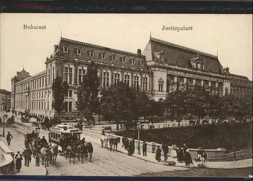 Bukarest Justizpalast Kutsche / Rumaenien /