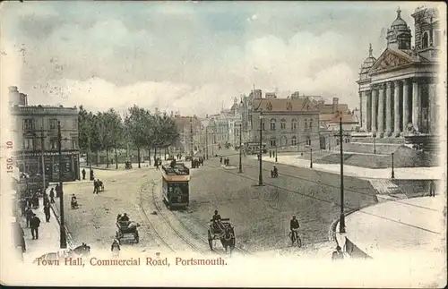 Portsmouth Town Hall Commercial Road Strassenbahn Kutsche  / Portsmouth /Portsmouth