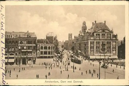 Amsterdam Dam met Damrak Strassenbahn *